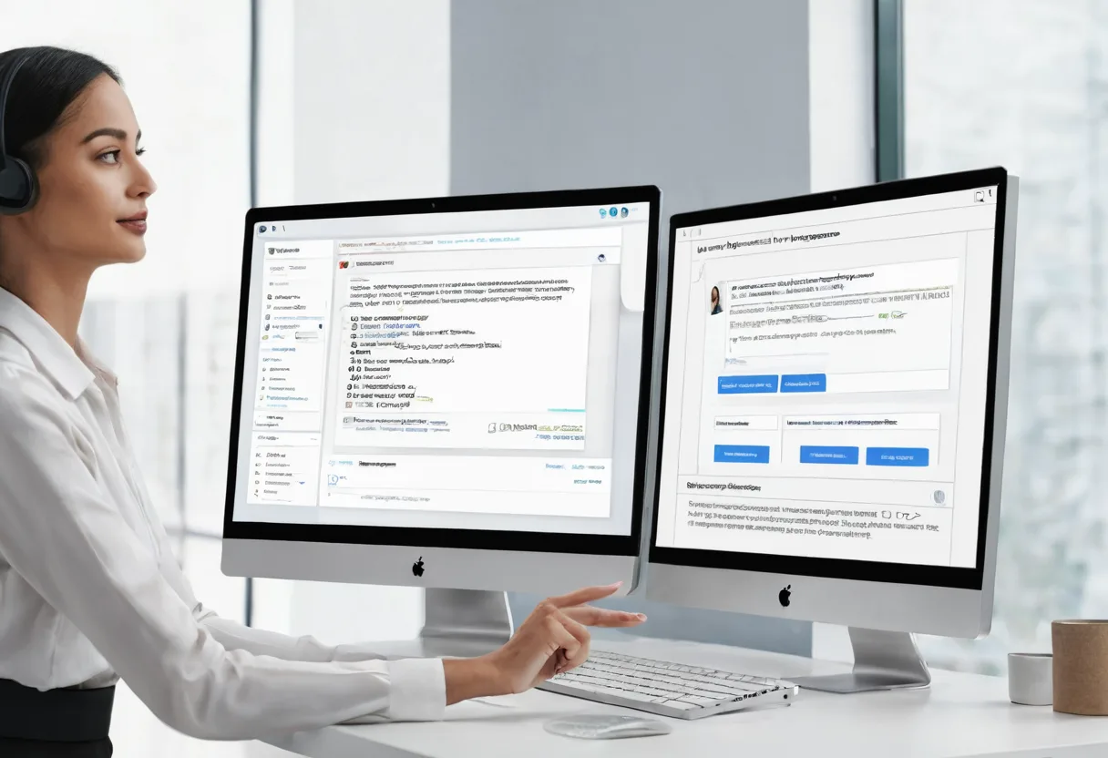 AIが問い合わせメールを整理し担当者が確認する業務風景