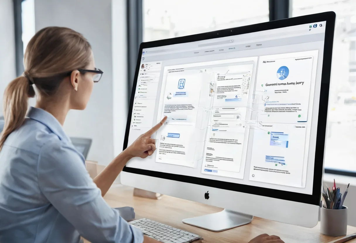 CRM/SFAの案件画面を担当者が確認する業務風景
