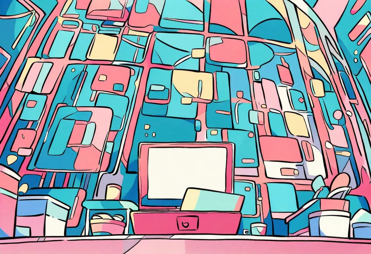 返信文を考えながらほっとする人とAIのイラスト