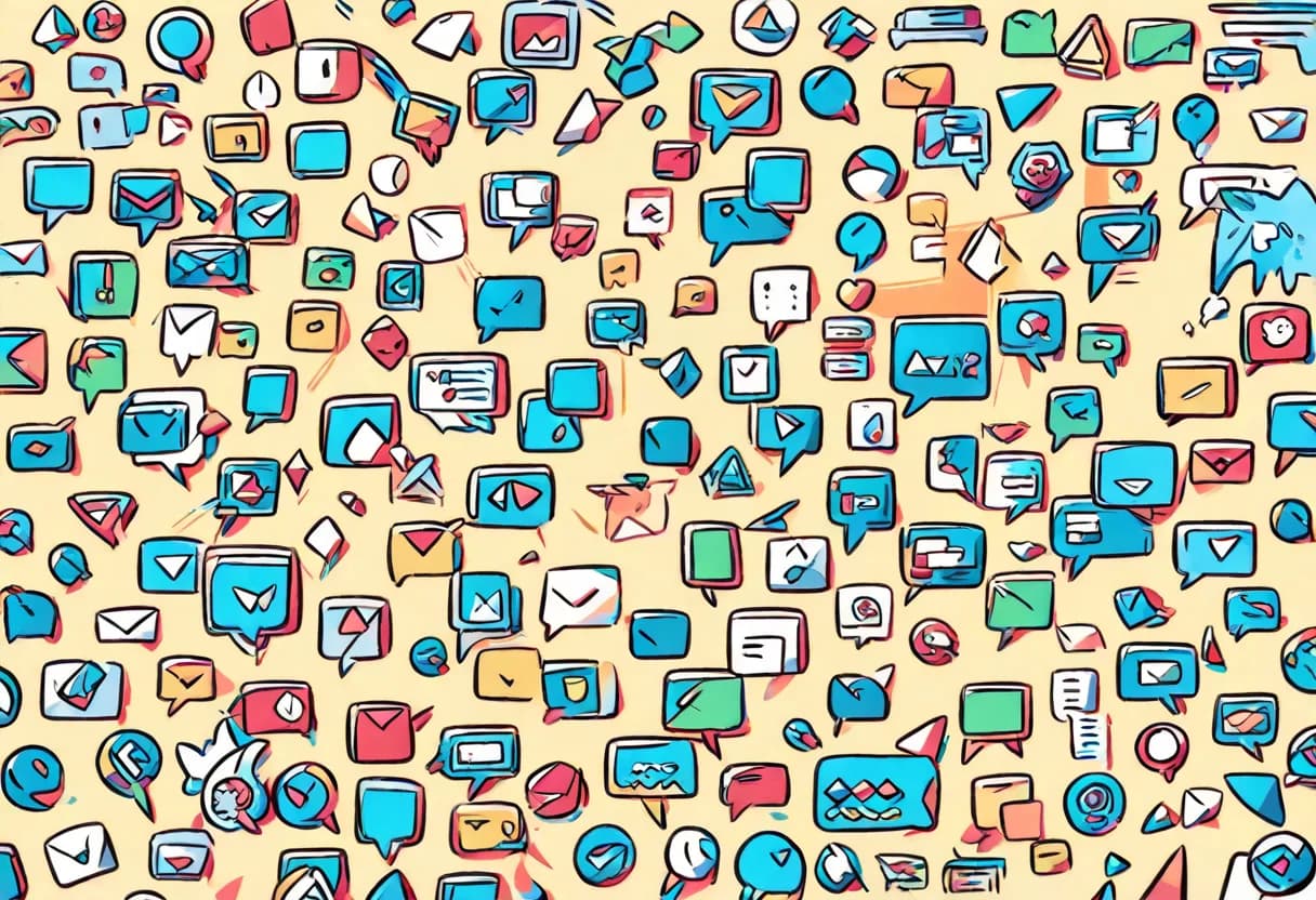 AIを活用してメールやメッセージの返信を短く分かりやすく作成するビジネスパーソン。