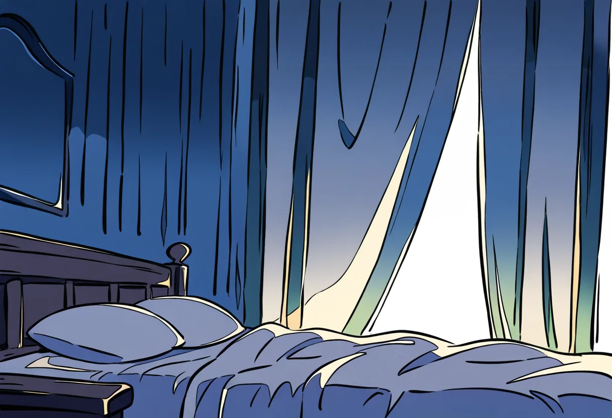 朝の光が差し込む部屋で布団に横たわる人