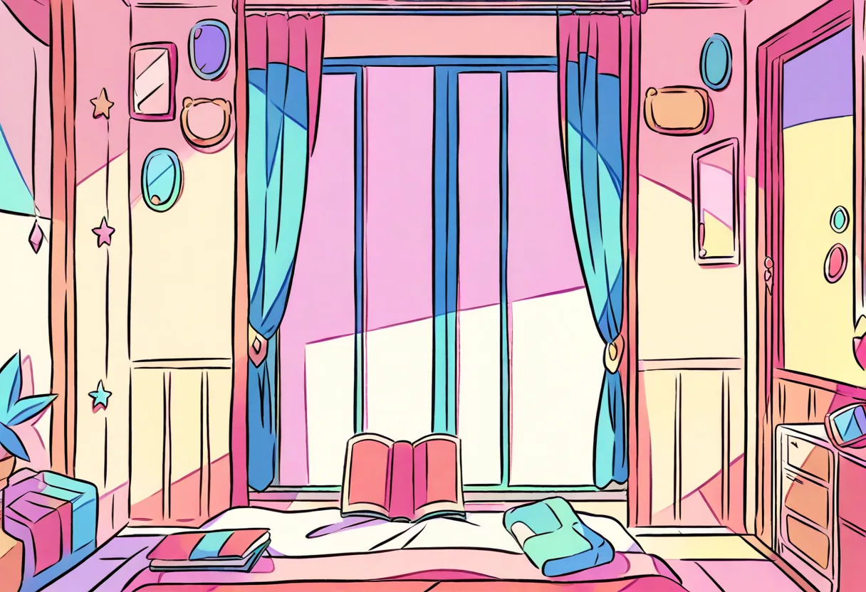 眠る前の環境を整えて落ち着く夜のイラスト